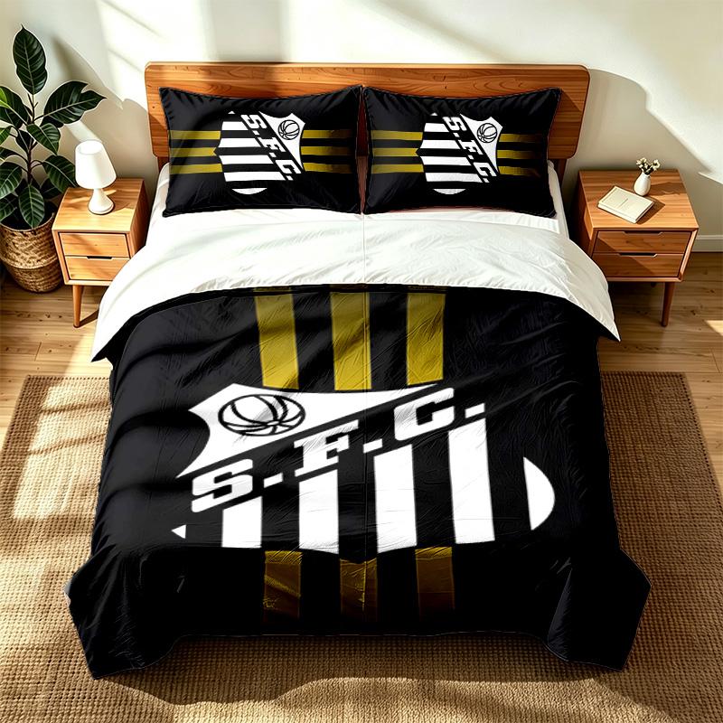 Santos Futebol Clube (1) 3pc Set Suitable for Master Bedrooms Soft and Comfortable an Ideal Gift for Family and Friends Includes One Duvet Cover and T