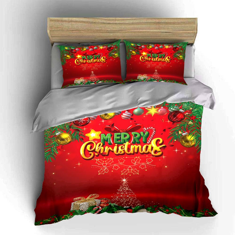 Merry Christmas Festive Set Bedding Duvet Cover Set Duvet Cover Pillowcases (1*Duvet Cover 2*Pillowcases, without duvet insert)