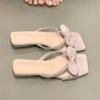 Fashion Bow Women Flats Slippers Square Toe Summer Shoes Fashion 2025 New Sandals Slingback Woman Shoes Dress Zapatillas Sandalias Mujer