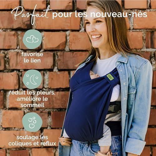 Porte Bébé Boba Bliss - Hybride et 2 en 1 - Écharpe de Portage Bébé Sans Nœud - Bleu