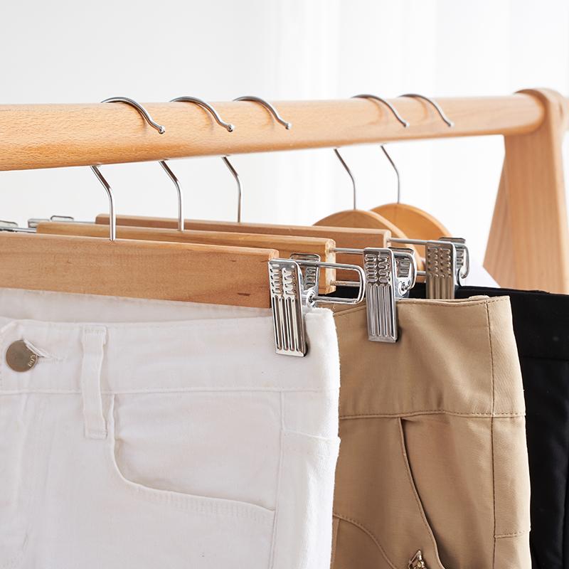 10PCS Clothing Store Non-slip Solid Wood Hangers Multi-functional 32CM Length Strong Hook Trousers Hanger Solid Wood Pants Rack