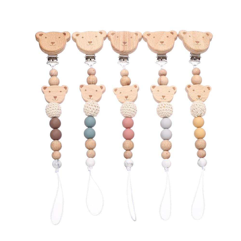 2Pcs New Chew Silicone Beads Pacifier Clips Dummy Chain Holder Newborn Soother Chains Nipple Holder Infant Teething Toys Gifts