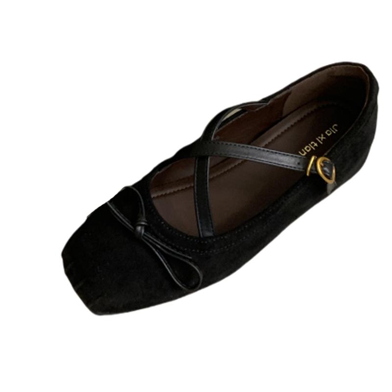 Fashion Flats Women Ballet Dance Shoes Bow Square Toe Fashion Loafers Shoes Designer Autumn 2025 New Dress Casual Cozy Zapatos De Mujer