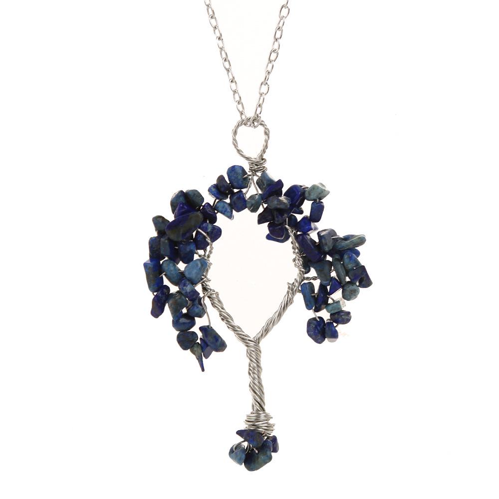 

TEMU Подвеска-ожерелье Древо Жизни с измельченным натуральным камнем, обмотанная медной проволокой N88