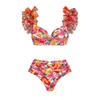2024 High-Waist Gathered Bikini Set with Chiffon Skirt