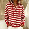 Women's Striped Knit Hooded Cardigan Long Sleeve Button Front Casual Outerwear for Everyday Wear