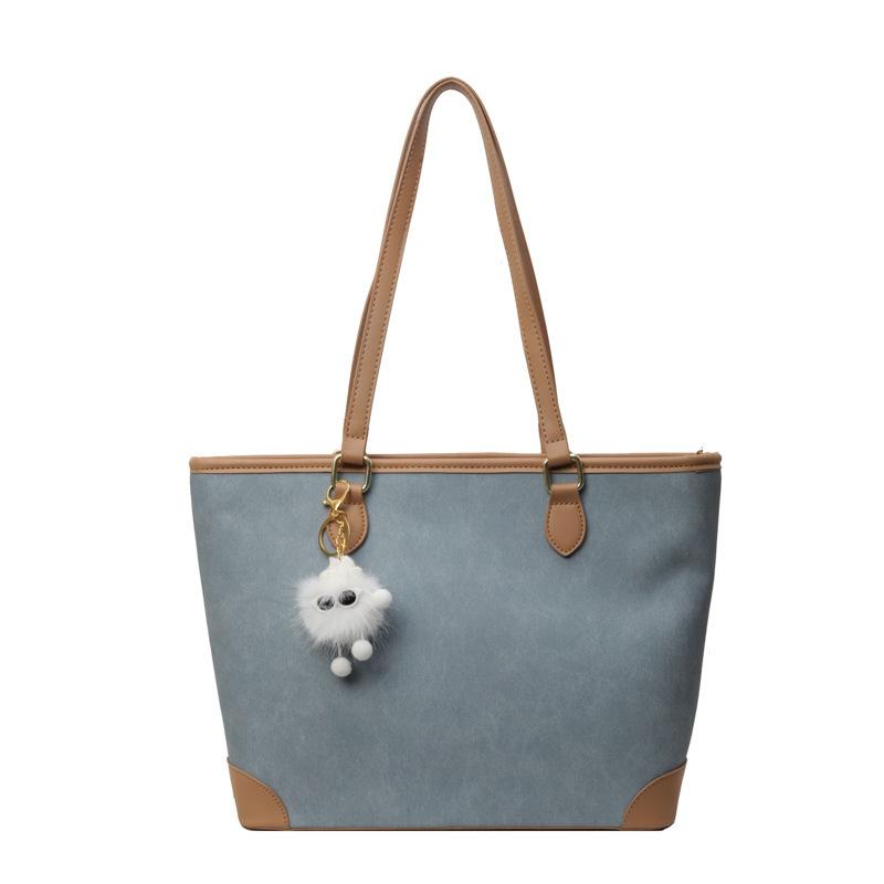 

Корейская версия модной повседневной сумки большой вместимости женская 2025 весна и лето милая универсальная сумка-тоут для работы на плечо no pendant синий