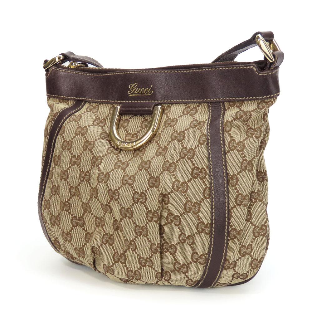 Gebrauchte GUCCI Schultertasche 203257 Abbey GG Canvas beige Dunkelbraun Diagonal getragen