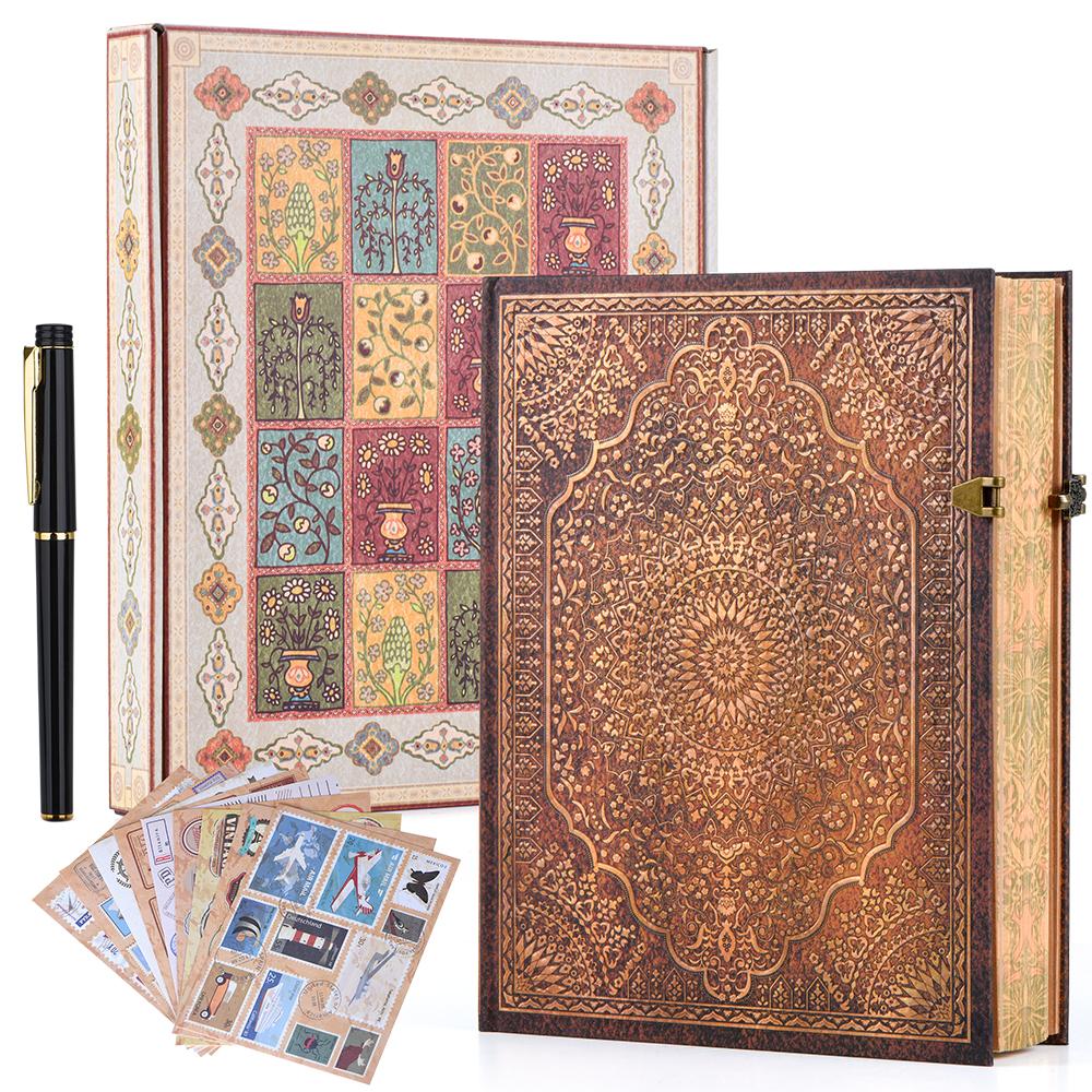 Retro Notebook 8 Style Themes classical notepads creative with copper lock design travel diaries  handbooks personalized gifts
