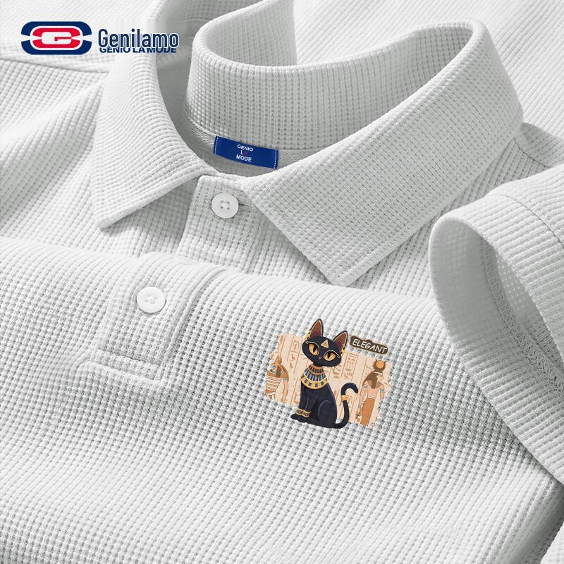GENIOLAMODE Men s Heavyweight Waffle Knit Polo Shirt 2XL