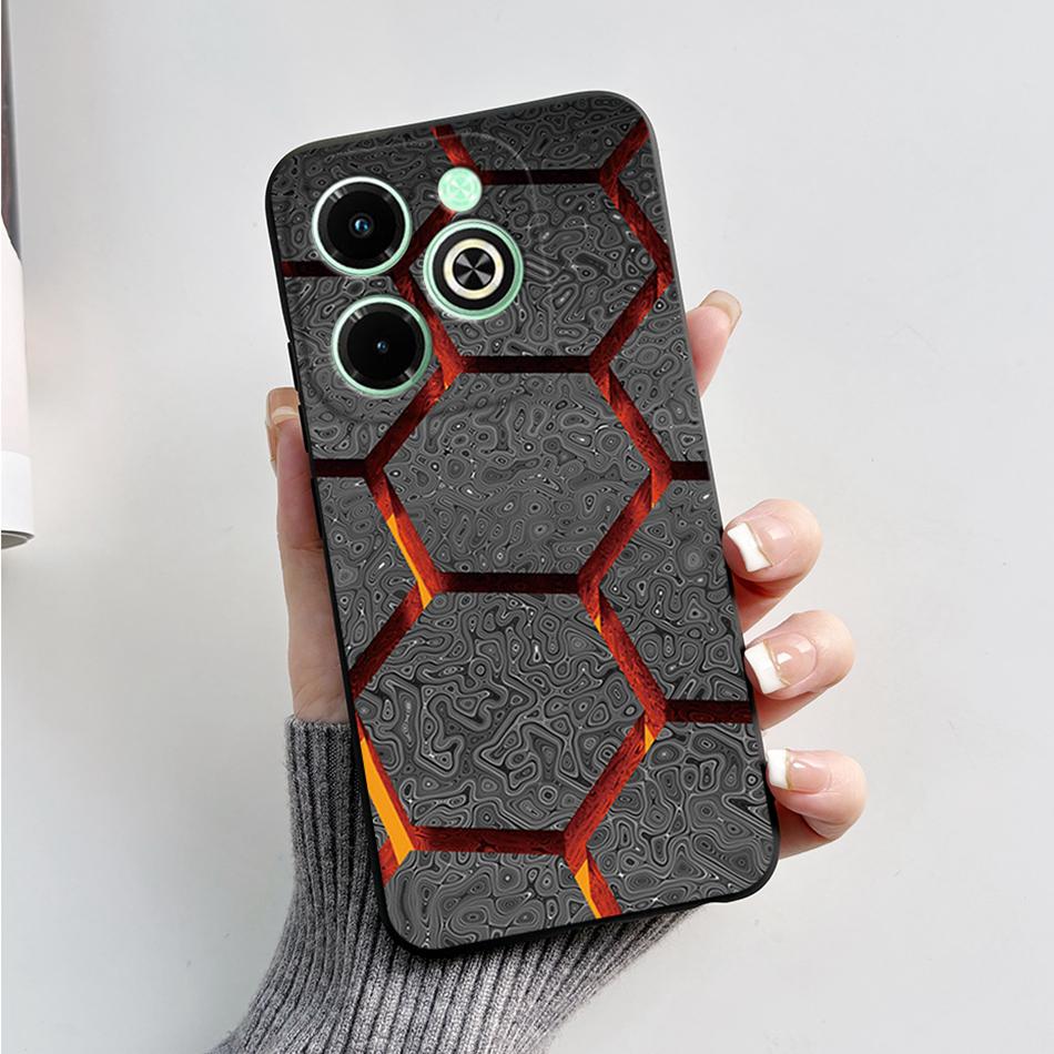 For Infinix Hot 40i Case Hot40i Fashion Marble Black Silicone Soft Phone Case For Infinix Hot 40i 40 i X6528B Back Cover Fundas