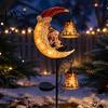 Warm Ambience Yard Decor Solar Snowman/Ghost Moon Stake Light, Waterproof Metal Garden Sculpture, Decorative Halloween Outdoor Decorations Powered