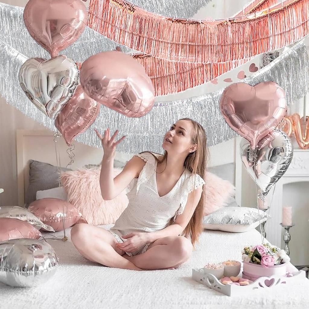 30x300CM Party Backdrop Foil Fringe Garland Metallic Tinsel Streamers Banner Hanging for Birthday Wedding Christmas Decorations