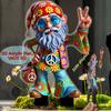 Acryl flaches 2D dekoratives Gartenschild im Hippie-Stil mit Zwerg, Außendekoration, geeignet für Gärten, Topfpflanzen, Rasenflächen und Hinterhof-Terrassen