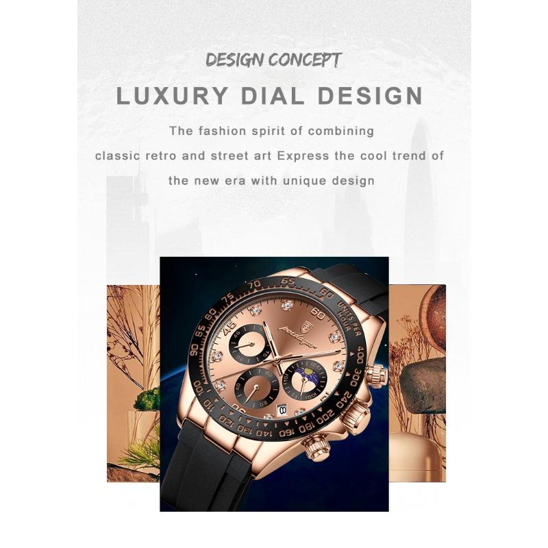 POEDAGAR Luxury Casual Top Brand Watch Business Sport Chronograph Date Luminous Waterproof Silicone Strap Watch Male reloj