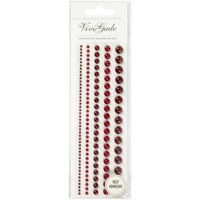 Demi perles adhésives, finition nacrée, de la série Vivi Gade Design. Paquet de 5 formats. Réf 28319