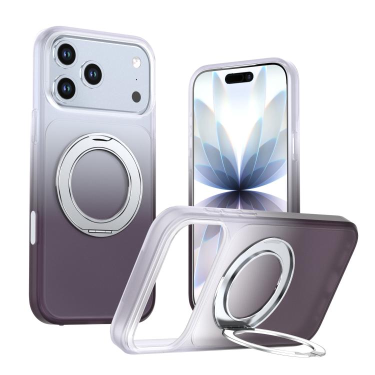 Phantom Skin Feel Gradient PC+TPU Phone Case With 360° Rotating Metal Holder, Magnetic Wireless Charging Shockproof Protective Cover