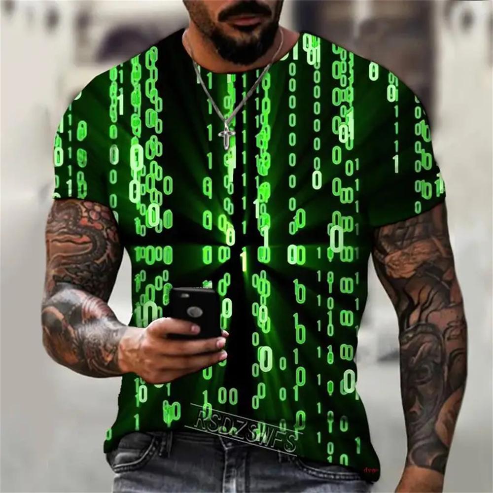 Nowa Letnia Męska Koszulka z Abstrakcyjnym Wzorem Moda Codzienna Drukowana 3D Luźna z Okrągłym Dekoltem Krótki Rękaw Uliczna Osobowość Duże Rozmiary Góry