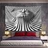 Abstract Striped Face Illusion Design Pattern Wall Hanging Tapestry Decorative Tapestry Home Decor for Bedroom and Living Room