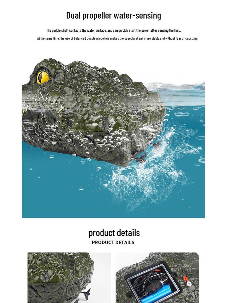 2.4G Remote Control Crocodile Boat: Long Endurance Educational Toy for Kids - Fun Summer Water Adventure