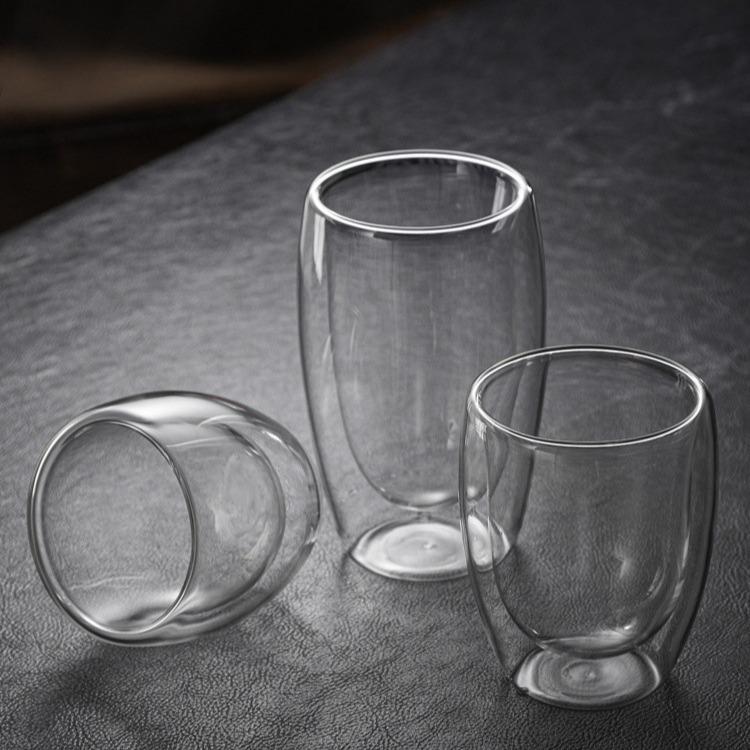 High Borosilicate Double-Layer High Temperature Resistant Glass Transparent Coffee Cup Household Heat Insulation Water Cup Milk Cup Tea Cup Juice Cup