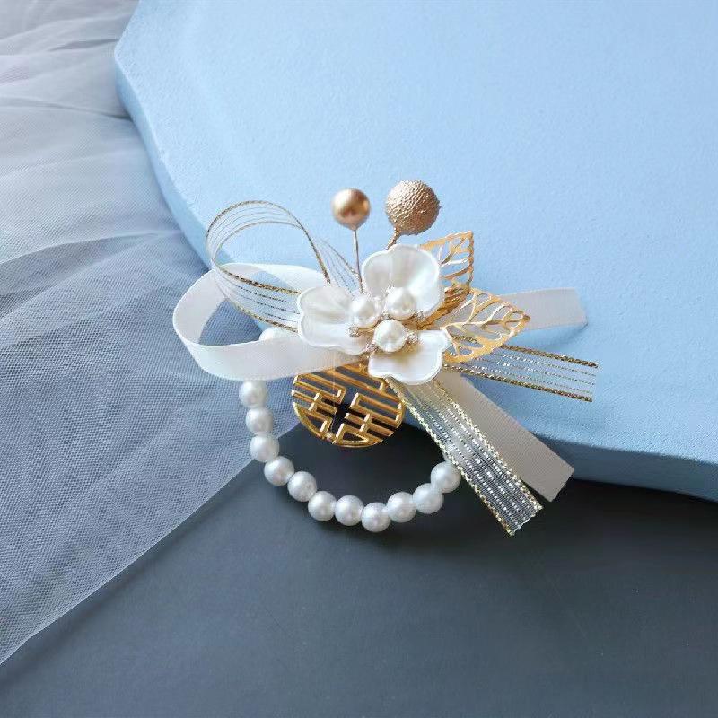 Rechizite rafinate pentru nunta Mireasa Trifoi de perle Incheietura maini Floare Bratara eleganta pentru domnisoara de onoare Bijuterii Accesorii Cadouri