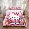 3pcs Dessert Hello Kitty Printed Bedding Set, Soft and Comfortable Quilt Cover for Bedroom, Guest Room (1 Duvet Cover + 2 Pillowcases, Pillo