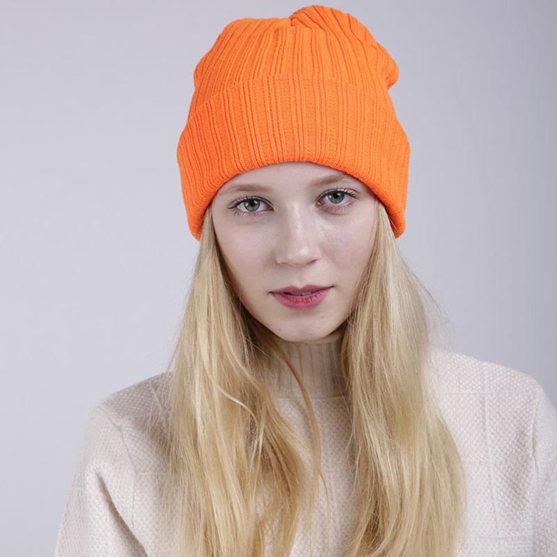 Double-layer men's and women's new knitted wool hats autumn and winter solid color straight striped warm and cold ski stacking hats