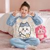 Girls Flannel Pajama Set Cartoon Warm Homewear Kids Winter