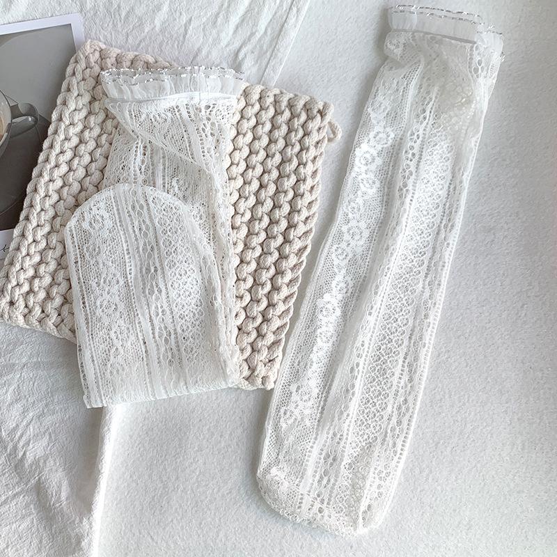 Japan Style Sexy Lace Ruffle Socks Ultra-thin Transparent Summer Hollow Mesh Crew Socks Women Fashion Harajuku Retro Socks