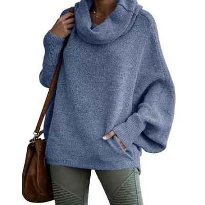 Automne Solide Décontracté Col Roulé Pulls pour Femmes Mode Chauve-Souris Manches Longues Pull Tricoté Femmes Ample Vintage Grande Taille Hiver Pull Haut 25173