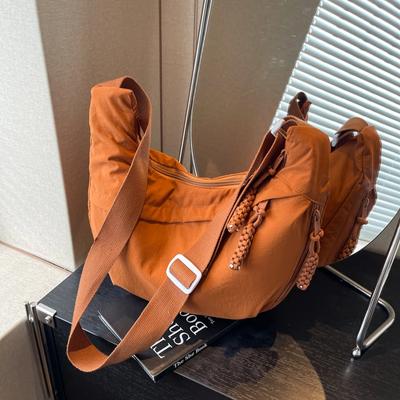 Zipper Nylon Crossbody Bag for Women  Casual Simple Shoulder Bag  Versatile In Fashion  Monochromatic  Soft  High Quality