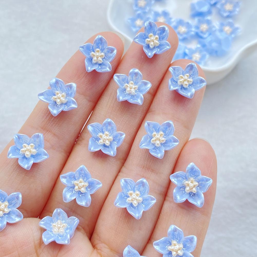 50 Stück 11mm Harz 3D Bunt Lilie Flache Rückseite Blume Scrapbook Hochzeit Applikation Heimdeko Bastelbedarf
