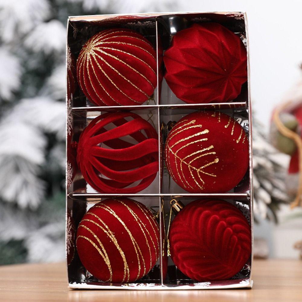 6pcs 8cm Christmas Pendant Ball Cartoon Christmas Tree Hanging Decoration Home Xmas Decor