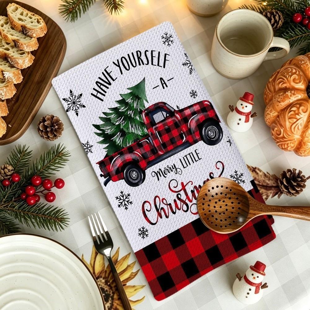 Santa Claus Xmas Hand Towels Reindeer Dish Towels Christmas Decorations Cleaning Cloth  Winter Home