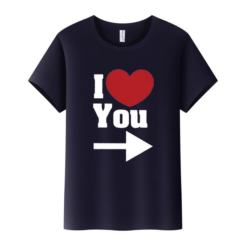 Te Iubesc Inimă Săgeată Imprimeu Tricou de Cuplu Mânecă Scurtă Gât O Larg Rege Regină Tricou Iubitori Tricou Topuri Haine Femei