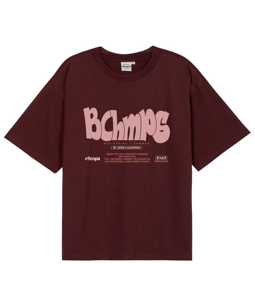 BORN CHAMPS [6 Colors] [Cool Cotton] Vgt Bold Motiona Oversized Short Sleeve T-Shirt B25St49 (B Type)