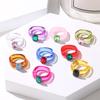 Fashion Simple Inlaid Colorful Zircon Resin Ring Women Sweet Cute Birthday Party Commemorative Jewelry Gift