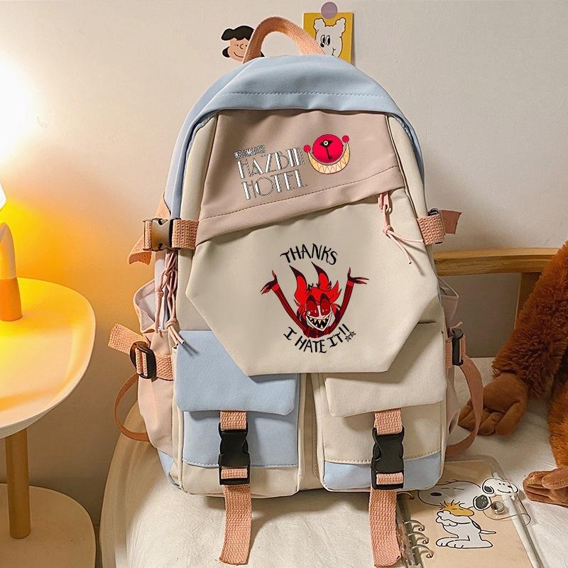 Hell Inn Boys And Girls Elementary And Secondary School Bags Cartoon Hazbinhotel Trendy Backpack Cool