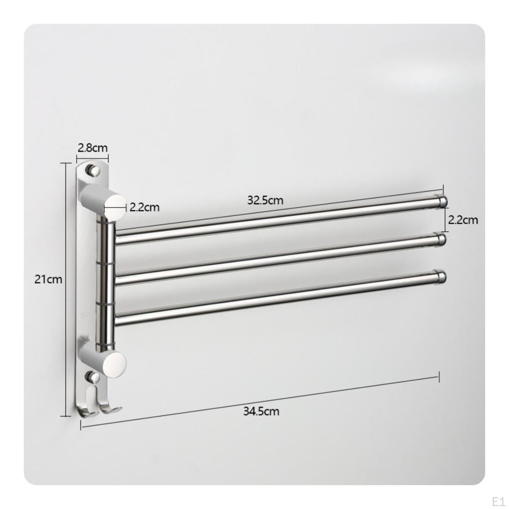 Swing Arm Towel Rack Stainless Steel Swivel Space Saving Hardware for Washroom, Utility