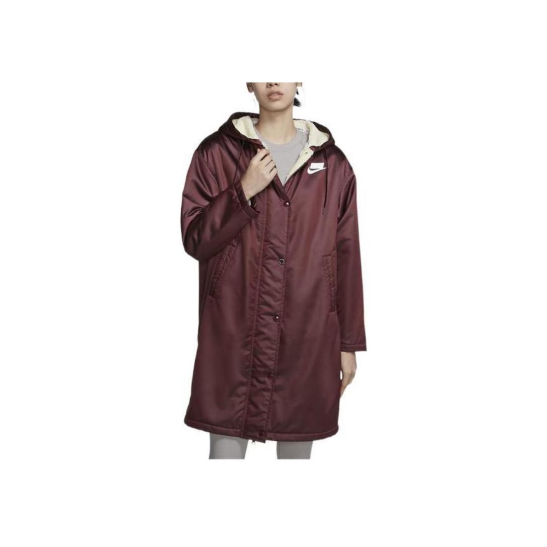 

Пальто хлопковое средней длины с капюшоном и принтом логотипа Nike, темно-красное, BV3126-681 XL