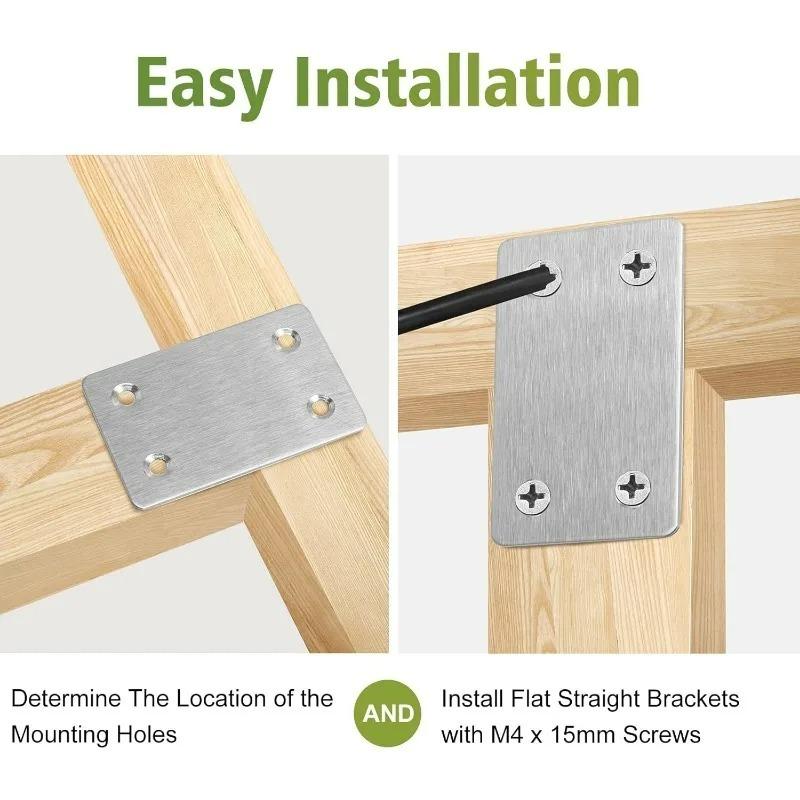 1/20Set Stainless Steel Flat Bracket for Wood Tables Chairs Cabinets Corner Code Fixing Brackets Furniture Repair Support Fixing