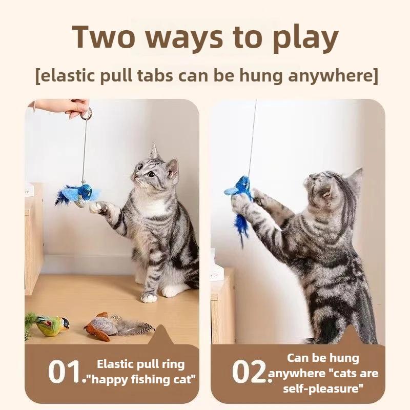 Hot Cat Interactive Toy Electric Pat Bird with Catnip Touch-Activated Squeaky Plush Toy for Dogs and Cats USB Rechargeable