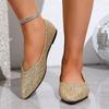 Sequin Flats Women's Fashion Pointed Toe Shallow Mouth Slip-On Low Top Plus Size Single