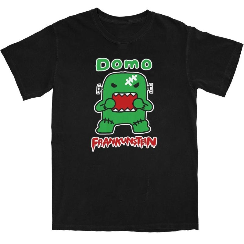 Retro Domo Kun Waffe Cartoon Gedrucktes Baumwoll T-Shirt für den täglichen Gebrauch für Männer Frauen Maskottchen Mode Lässig Locker Kurzarm