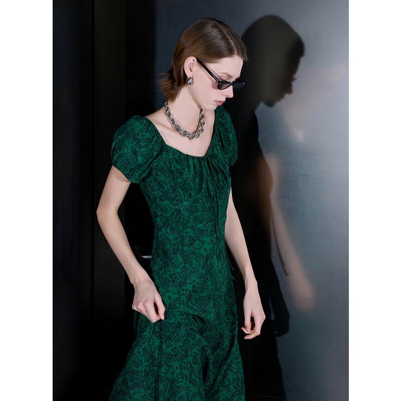 

Sancai 2025 Summer French Paisley A-line Midi Dress S