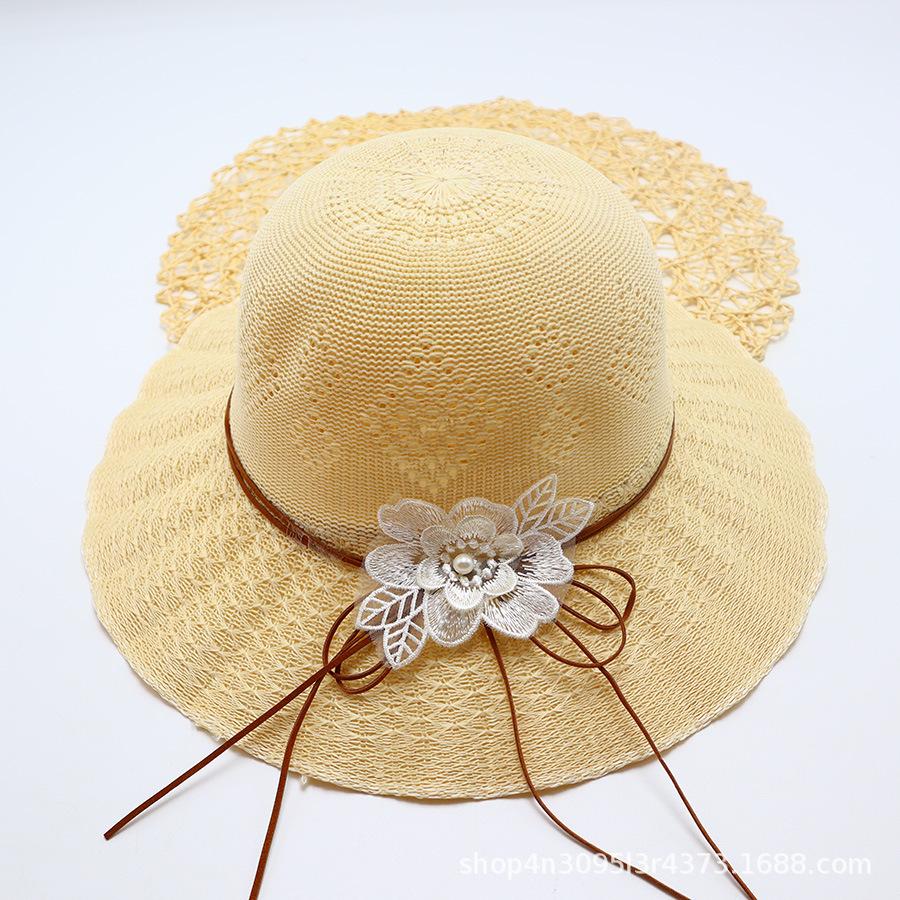 Summer straw hat big brim fashionable flower sweet seaside vacation beach breathable sun protection sun hat women's
