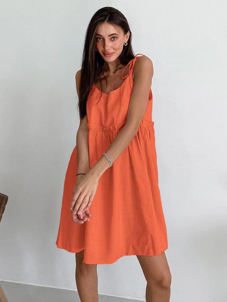 2025 Summer Cotton Linen Suspender Dress: Sexy, Loose, One-Piece for Europe & America