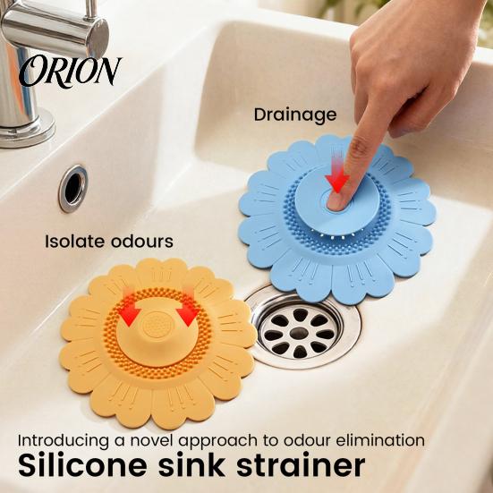 Anti Odor Sink Filter Sunflower Silicone Floor Drain Mat, Bionic Petal Design Anti-Clog Flexible Mat Hair Filter, Odor-Proof Drainage Protector