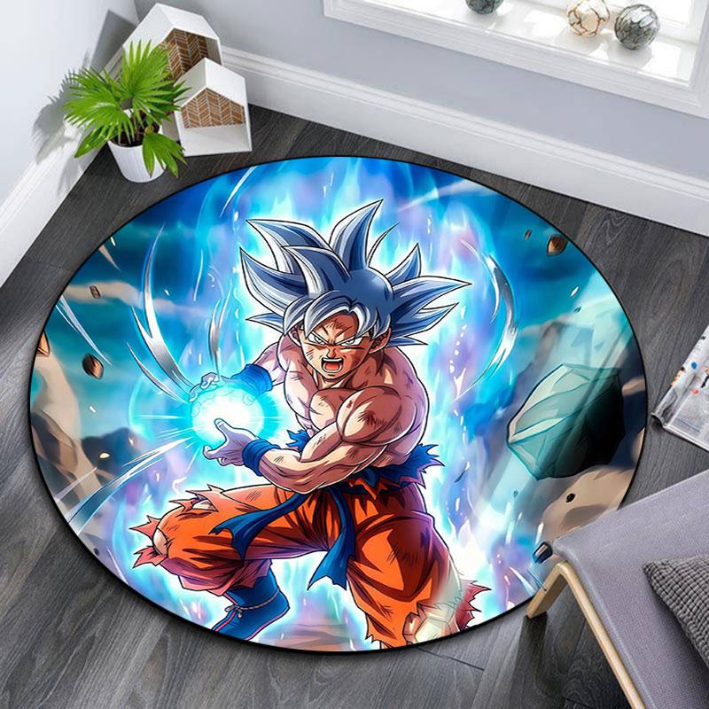 Son Goku,Round Area Rug,Carpet Rug for Living Room Bedroom Sofa Playroom Decor,Non-slip Floor Mat